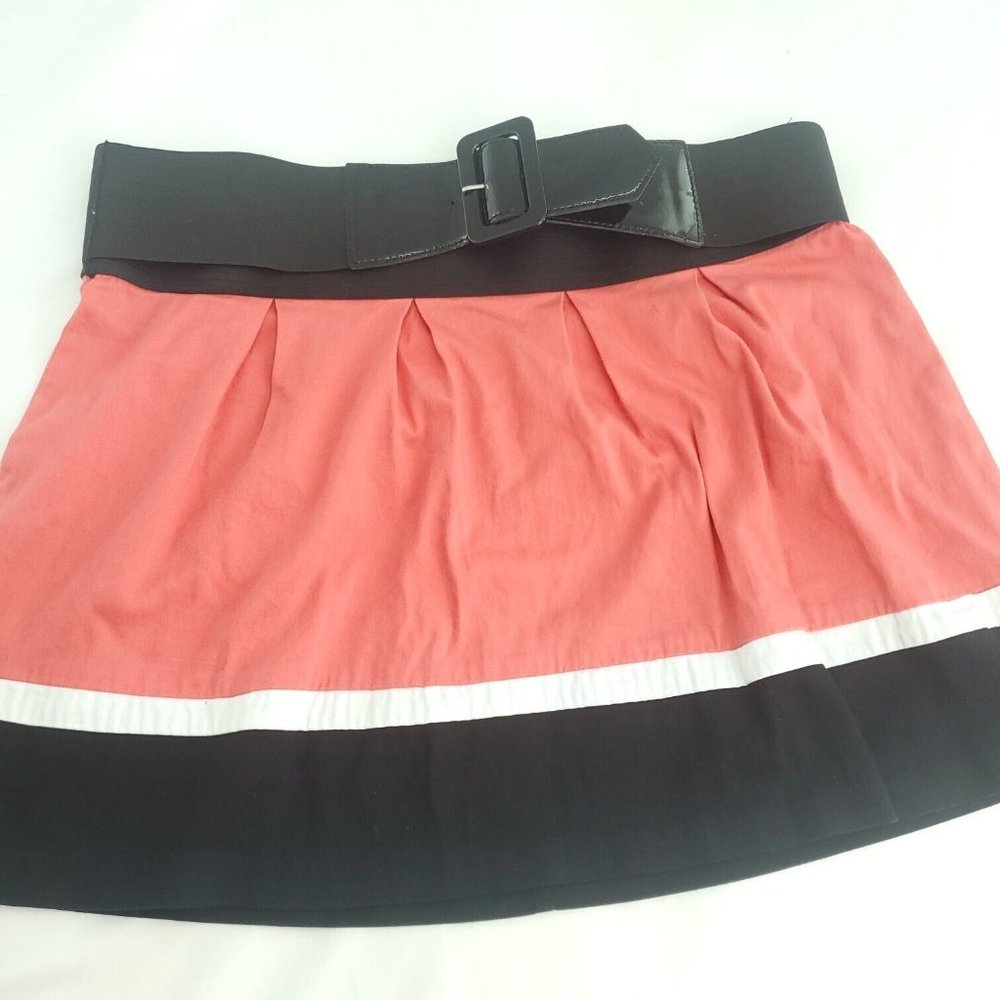 Maurices Womens Pink Belted Pleated Front Side Zip Mini Short Skirt Size XL